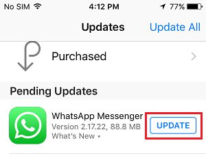在 iPhone 上更新 WhatsApp