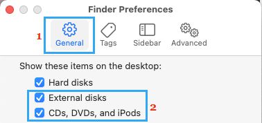 在 Mac 上的 Finder 中显示外部驱动器