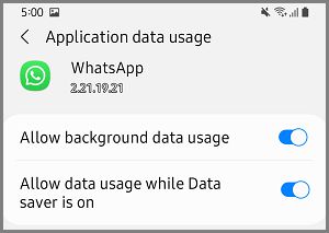 允许 WhatsApp 使用蜂窝数据