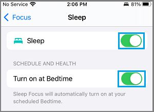 使用 Focus 在 iPhone 上打开就寝时间
