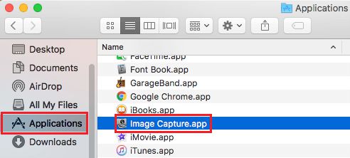在 Mac 上打开 Image Capture Utility