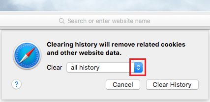 在 Mac 上的 Safari 浏览器中选择浏览历史记录以清除选项