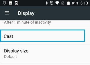 Android 手机上的投射选项
