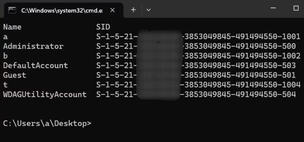 如何在Windows11中查找任何用户的SID