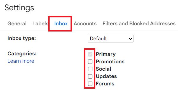 如何通过删除类别来整理Gmail收件箱