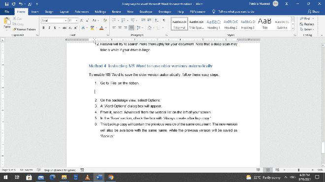 恢复Microsoft Word文档的4种简单方法