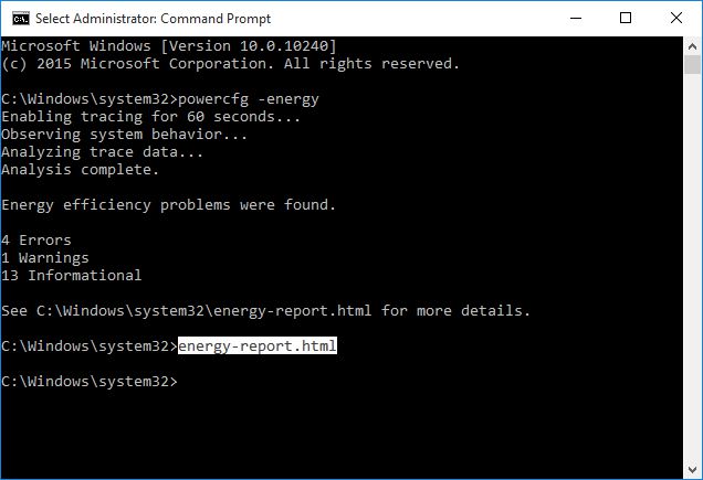 Windows10电脑系统的电源效率诊断报告