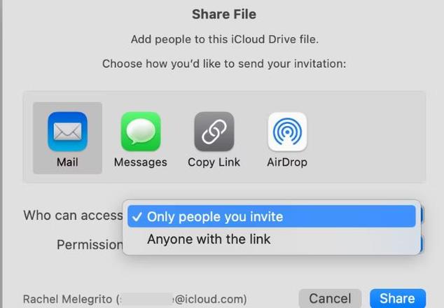 如何从iCloud共享文件和文件夹，设置方法