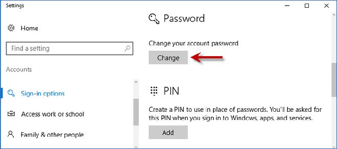 进入“设置”>“登录选项”。 然后单击密码部分下的更改按钮