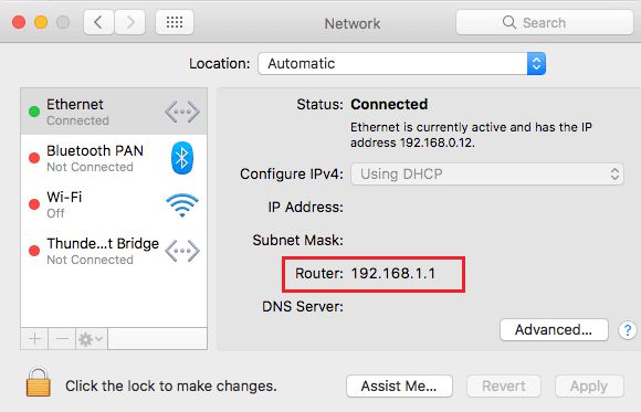 Mac 上的路由器 IP 地址