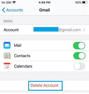 从 iPhone 邮件应用程序中删除 Gmail 帐户