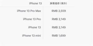苹果13后屏玻璃碎了多少钱（iPhone 13官方换屏价格出炉）